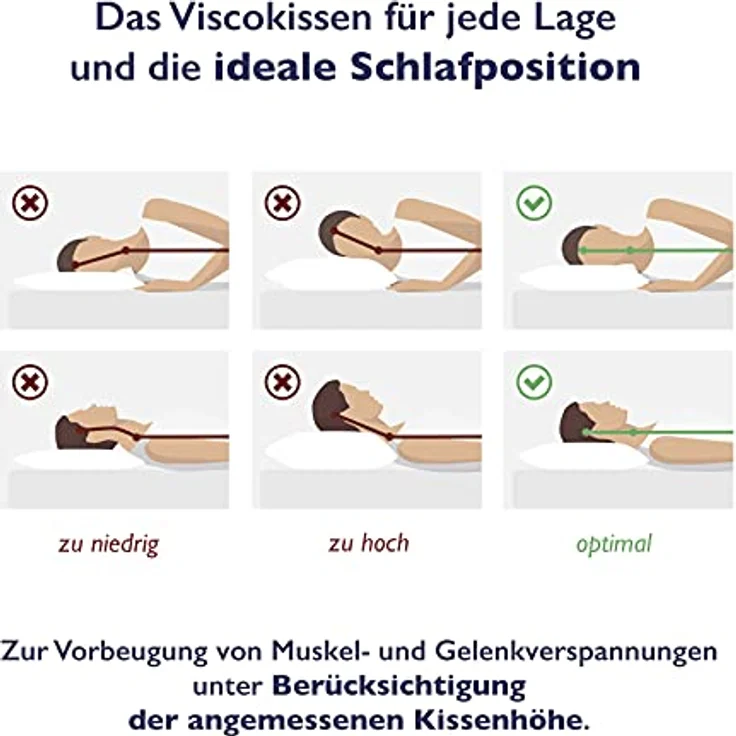 FMP Matratzenmanufaktur Orthopädisches Nackenstützkissen -viscoelastisches Kissen, Visco Kopfkissen, 6,5 cm hoch, Kissen, Nackenkissen – Bild 8