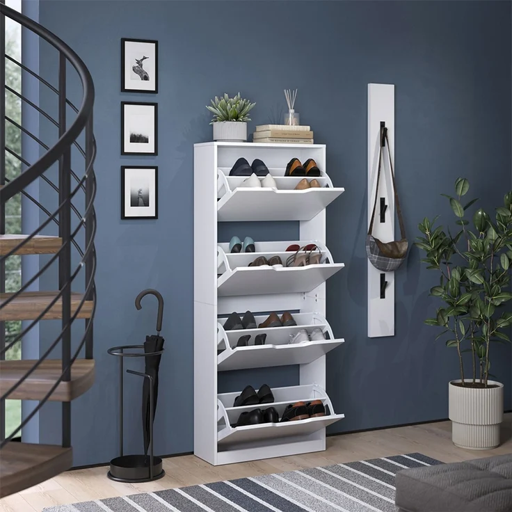 Schuhkipper Luca Weiß 59 x 146 cm mit 4 Kippfächern Vicco – Bild 5