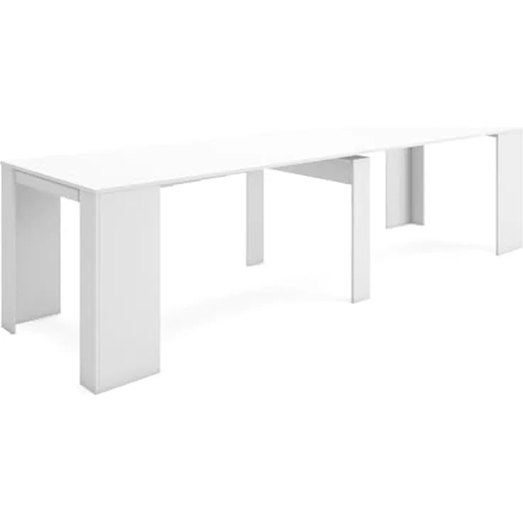 Skraut Home - Ausziehbarer Konsolentisch bis zu 3 Meter - Maße geschlossen: 75 x 90 x 50 cm - Weiß - Ideal für Ihr Esszimmer, Wohnzimmer oder Ihren Schreibtisch