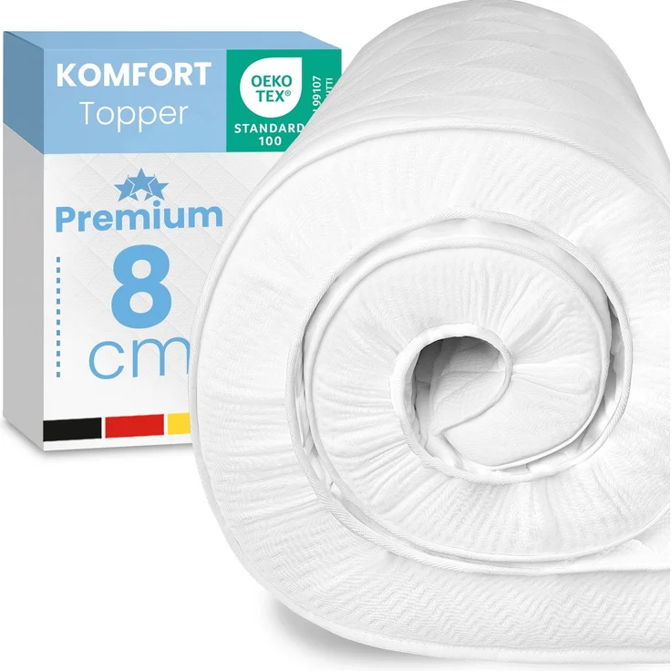 ELONEO Komfortschaum Topper Matratzenauflage, 8 cm dick, 200x200 cm – Bild 1