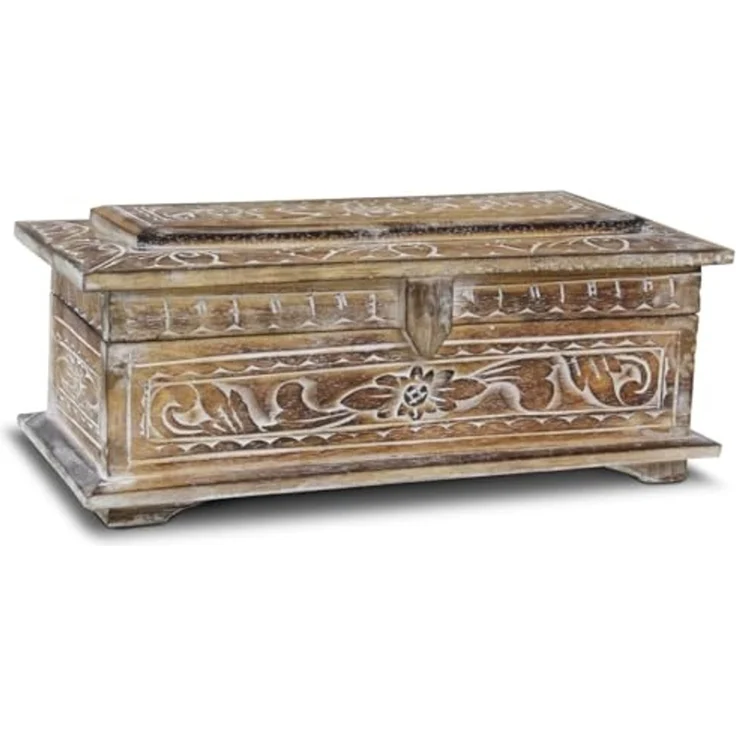 Oriental Galerie Truhe Truhe Albesiaholz Natur WW 40 cm Klein (1 St) – Bild 1