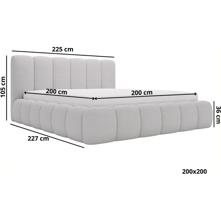 GRAINGOLD Cloud Bett 200x200, Polsterbett ohne Bettkasten, Bouclé-Stoff, mit Lattenrost, Schwarz – Bild 7