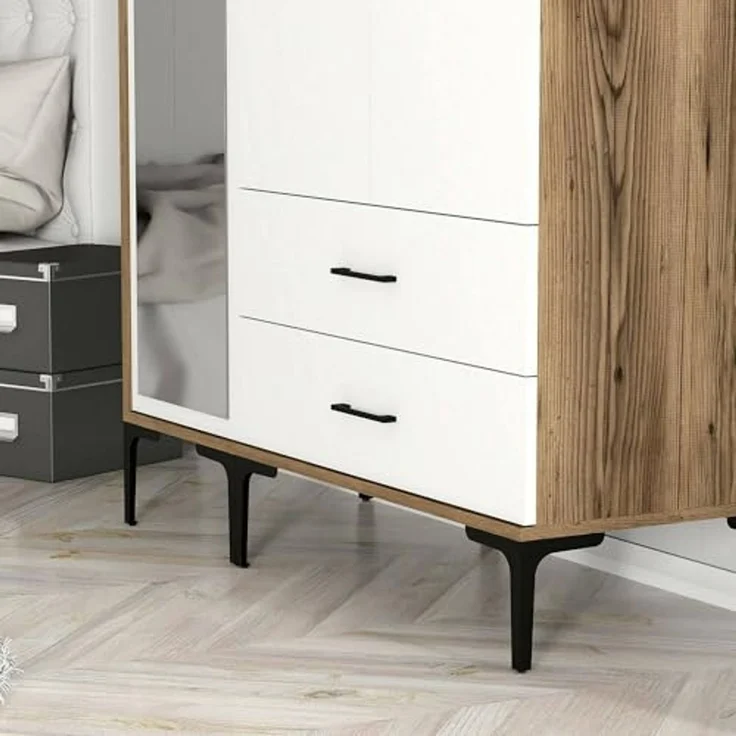 Dmora Kleiderschrank 3 Türen Shaula 120x47,5 cm Braun 2 Regale – Bild 4