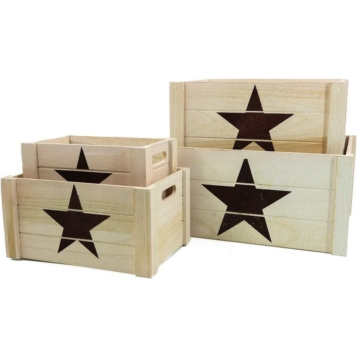 HTI-Living Aufbewahrungsbox Holzkisten-Set 4 Größen (4 St, 4 Holzkisten) – Bild 1