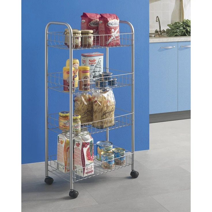 METALTEX 340634 Pisa Allzweckwagen mit 4 Etagen / Rollregal, Höhe 84 cm – Bild 2