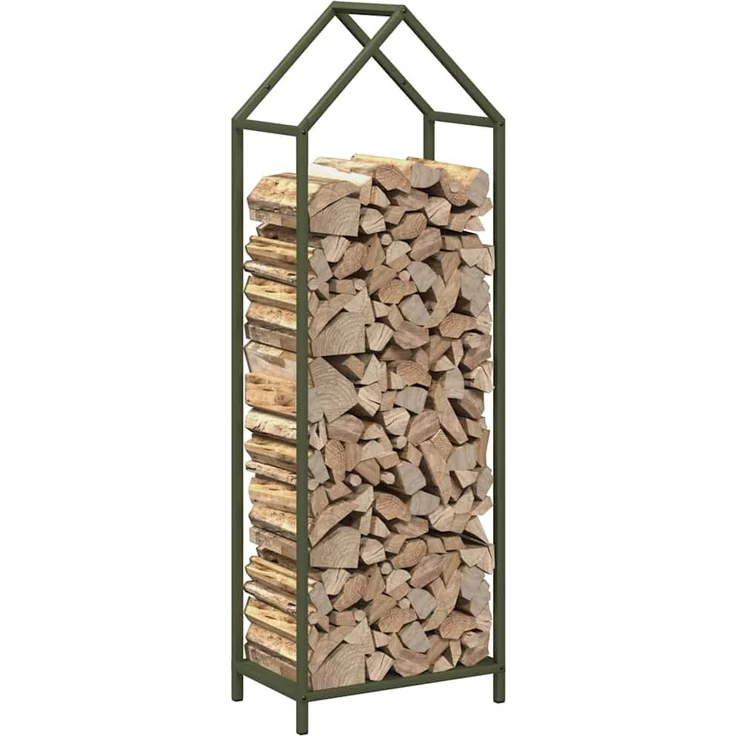 vidaXL Brennholzregal Olivgrün 40x25x120 cm Kaltgewalzter Stahl 864302 – Bild 4