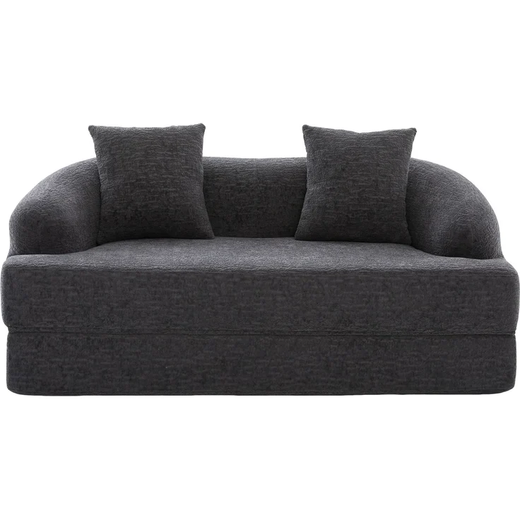 ZUBALIYA Schlafsofa 84x65 cm, mit LED - Beleuchtung, mit Chenille - Bezug, modular aufgebaut, mit Schaumstoffpolsterung, Dunkelgrau – Bild 14