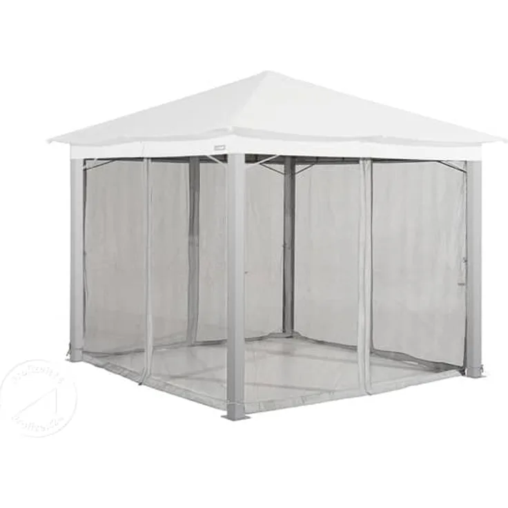 TOOLPORT Moskitonetz für Gartenpavillon Sunset Classic 3x3 m - Polyester - Insektengitter mit Reißverschluss - grau