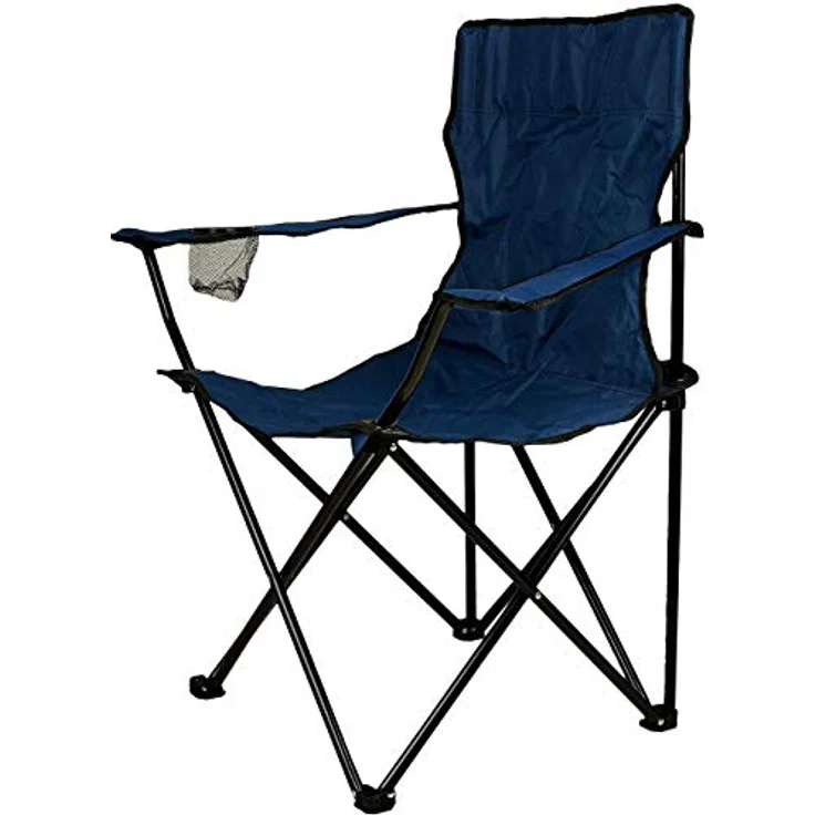 Nexos Angelstuhl Anglerstuhl Faltstuhl Campingstuhl Klappstuhl mit Armlehne und Getränkehalter praktisch robust leicht blau – Bild 1