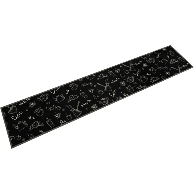 vidaXL Küchenteppich Waschbar Morgen Schwarz 60x300 cm Samt 4005586 – Bild 1
