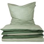 Schiesser 'Doubleface' Wendebettwäsche, Baumwolle, 2-teilig, Hellgrün / Grün, 155x220 cm, Renforcé