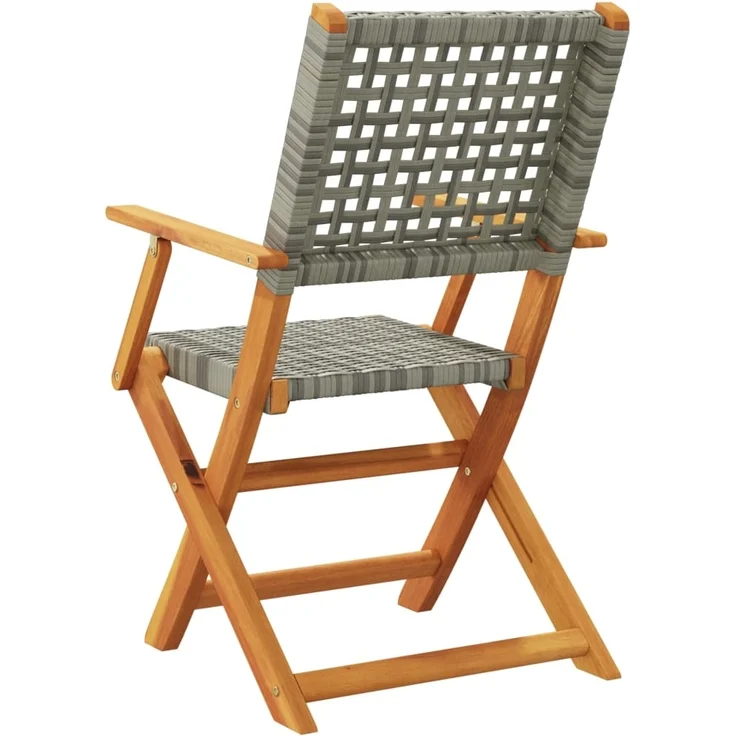 vidaXL Gartenstühle 2 Stk. Grau Massivholz Akazie und Poly Rattan 367664 – Bild 6