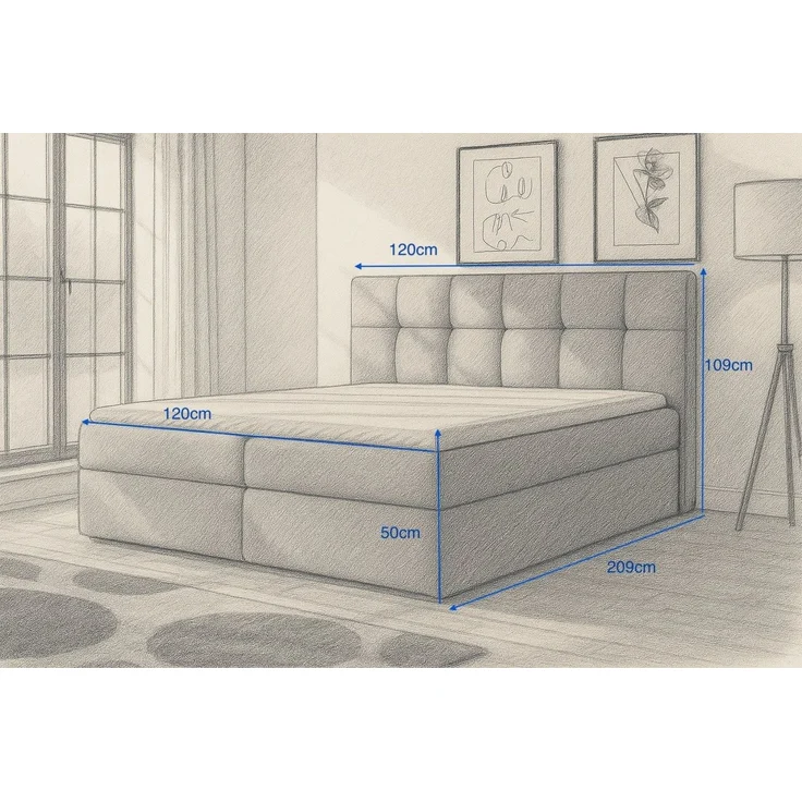 A&J MöbelLand Boxspringbett REF mit 2 Bettkästen, Bonell-Matratze und Topper. – Bild 2