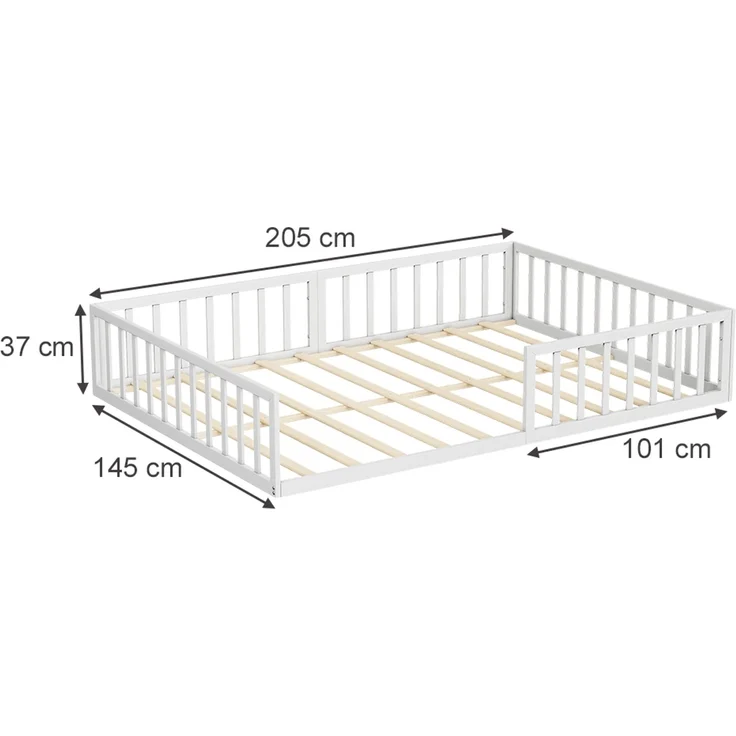 Bodenbett aus Metall Minno Weiß 205 x 145 cm ohne Matratze Vitalispa – Bild 2