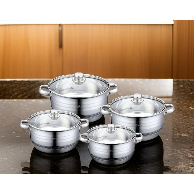 Cheffinger Kochtopf Pfannen Topfset Glasdeckel 8-tlg Induktion Edelstahl CF-SP7 – Bild 2