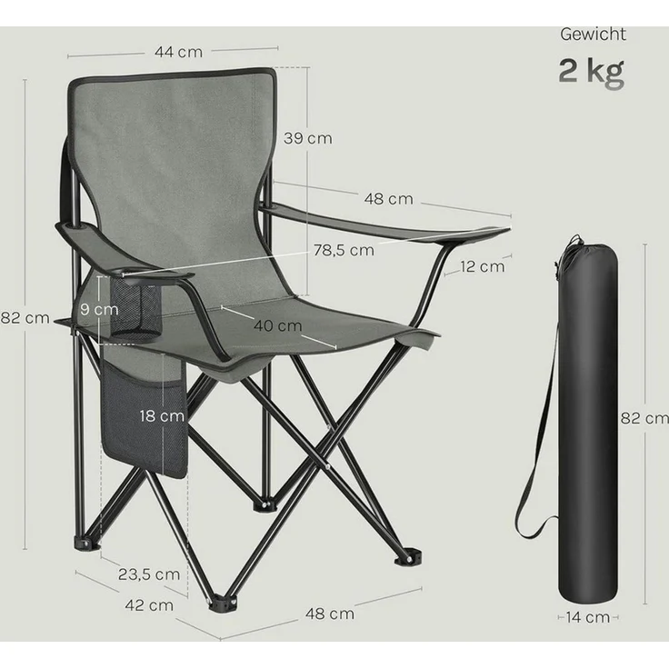 Woltu Campingstuhl (2 St), Klappbar, leicht, für Camping Angeln Picknicks Strand – Bild 3