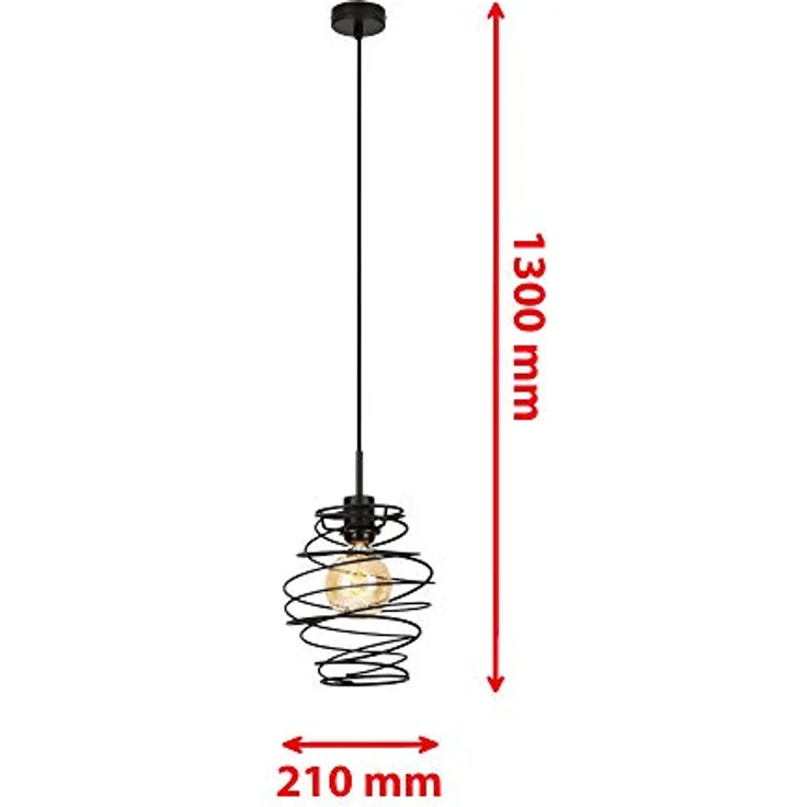 Briloner Pendelleuchte SWIRL, Hängelampe mit dekorativen Metallspiralen, 60 W, IP20, schwarz, Ø 21 cm, exkl. 1x E27 – Bild 4