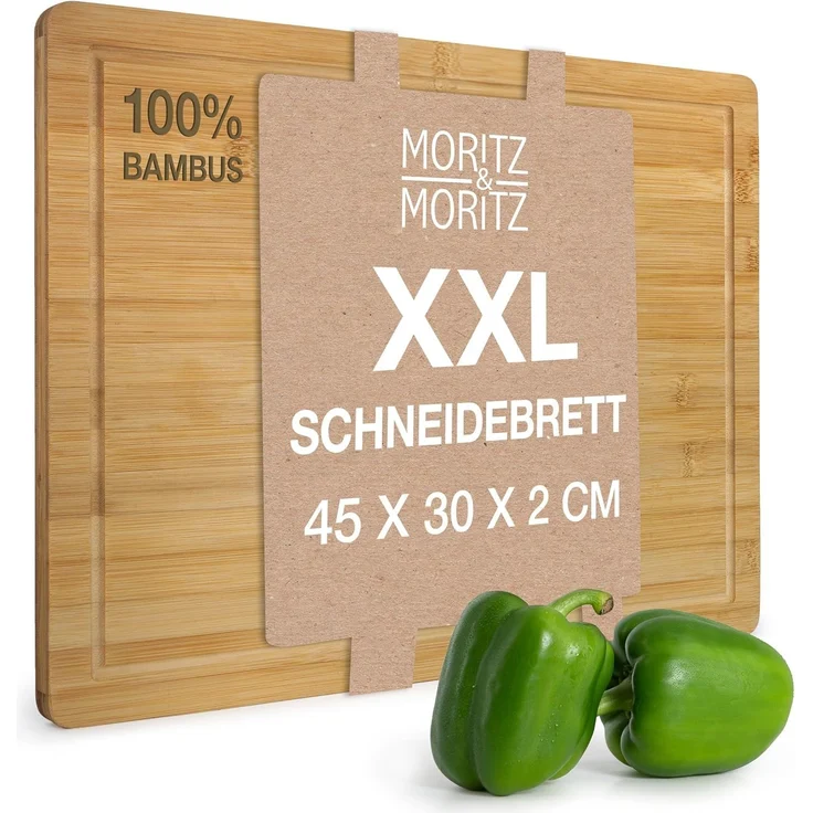 Moritz & Moritz Schneidebrett Schneidebrett Groß, Bambus, (45x34 cm, 1-St), mit Saftrille – Bild 1