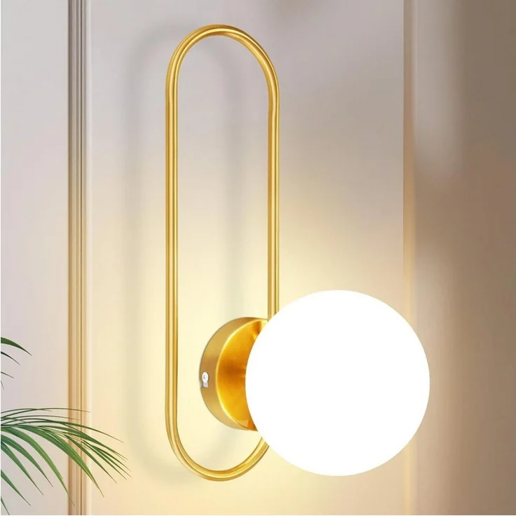 ZMH Wandleuchte innen Gold Vintage Glas E27/E14 Wandlampe Schlafzimmer Flur, ohne Leuchtmittel, E14-Fassung,Metall & Glas, max. 40 W,1-flammig – Bild 1