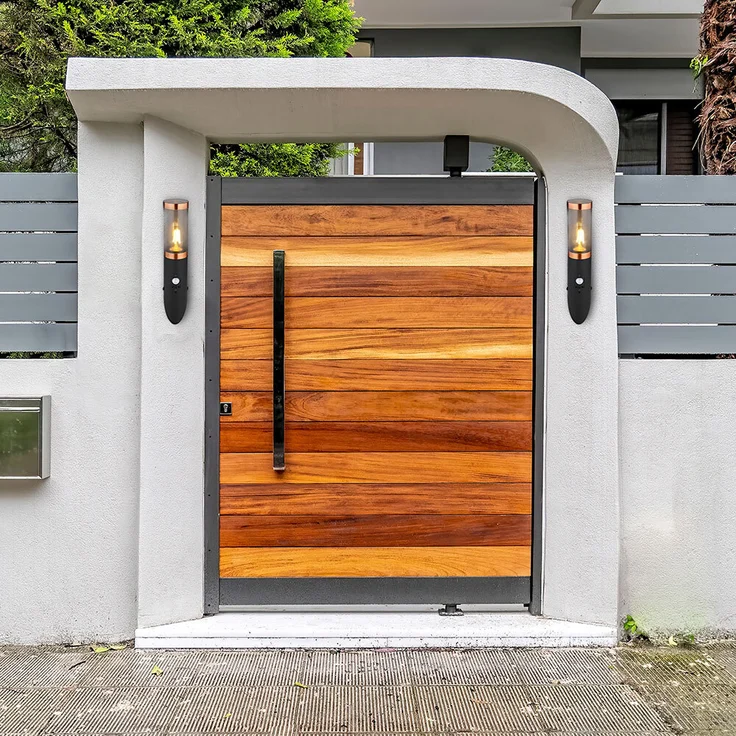 Wandleuchte, Edelstahl, schwarz, rauch, Kupfer, H 41 cm – Bild 8