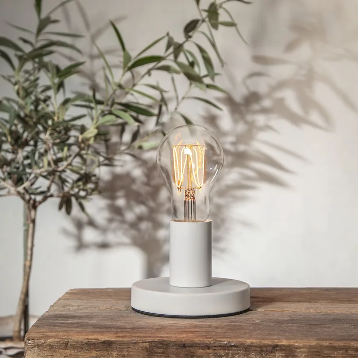 Lampenbasis ,Glans' mit E27 Fassung, Metall, weiß matt, H 8,5cm