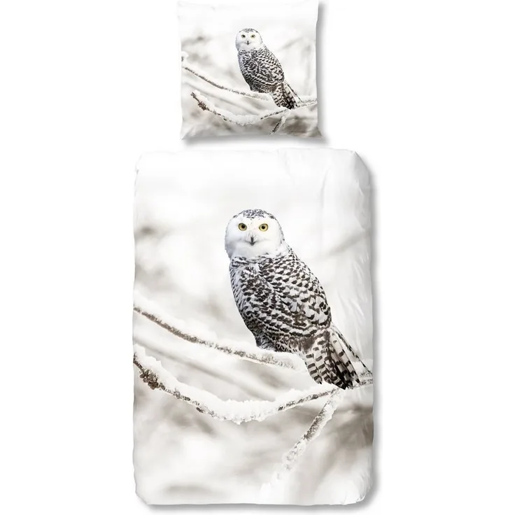 Good Morning Bettwäsche 6221 Snowy Owl White Flanell 135 x 200 + 80 x 80 cm