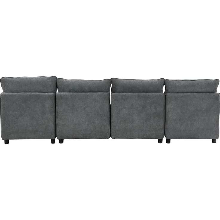 ZUBALIYA Wohnlandschaft, mit Stauraum, mit Chenille - Bezug, mit Samtbezug, mit Knopfheftung, modular aufgebaut – Bild 22