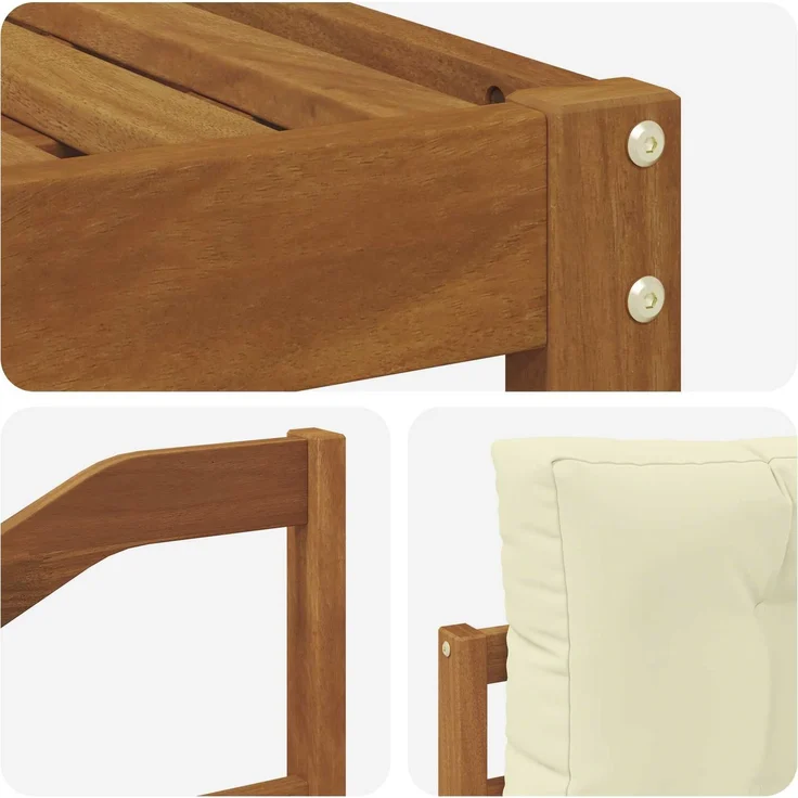 vidaXL Outdoor-Sofagarnitur mit Kissen 11 pcs Natur und Creme 3368288 – Bild 7