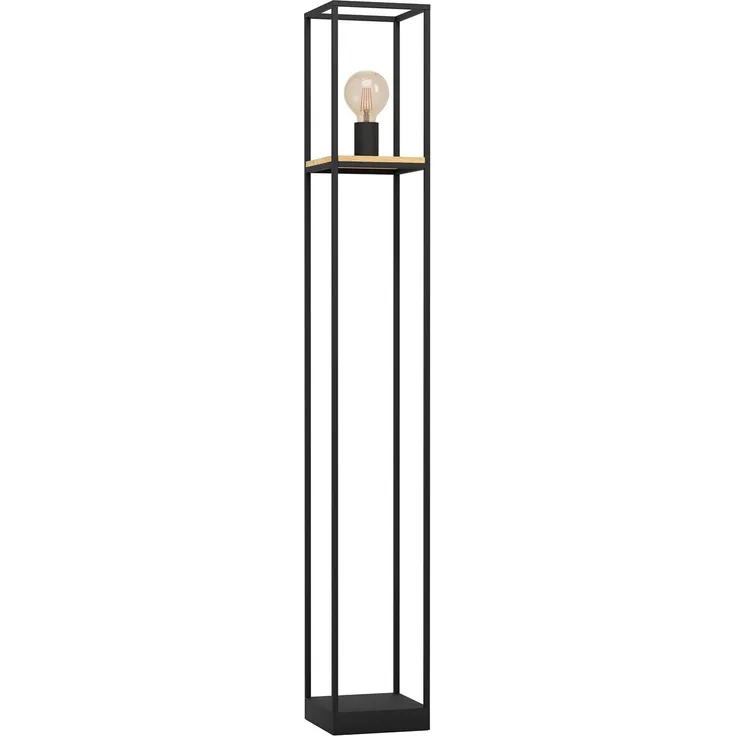 Eglo 99798 Stehleuchte LIBERTAD schwarz, braun L:18 B:18 H:128,5cm mit Fußtrittschalter