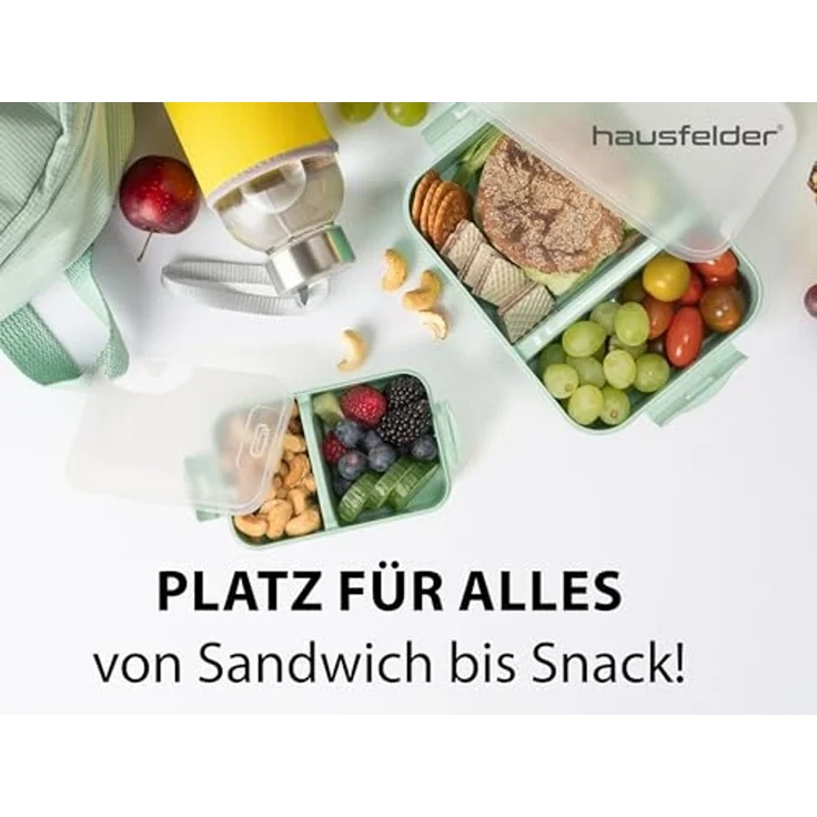 Hausfelder Lunchbox Brotdose 2er Set mit Unterteilung, 1x groß, 1 x klein, Grün, Kunststoff, (2er Set, 2-tlg), spülmaschinengeeignet, langlebig, bruchfest, BPA-frei – Bild 5