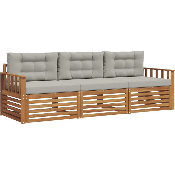 vidaXL Outdoor-Sofagarnitur 3 stk. Natur und Hellgrau 3372931 – Bild 2