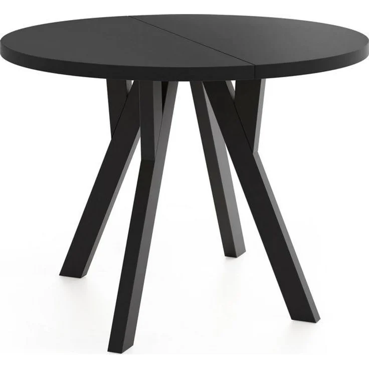 WFL GROUP Esstisch Avero Black ausziehbar rund modern mit Holzbeinen (MADE IN EU, vier Größen – 80/90/100/100 cm, ausziehbar auf 160/190/140/200 cm), platzsparender Tisch für kleine Küche, Esszimmer oder Wohnzimmer – Bild 2