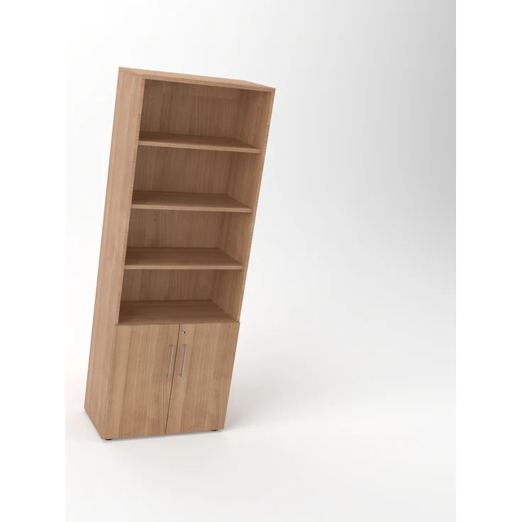 Rheinland Möbel Flügeltürenschrank Cabino 80×42×216 cm – abschließbarer Aktenschrank 2OH mit Regalaufsatz 4OH in Nussbaum mit 110° Drehtüren & Metallgriff – Bild 1