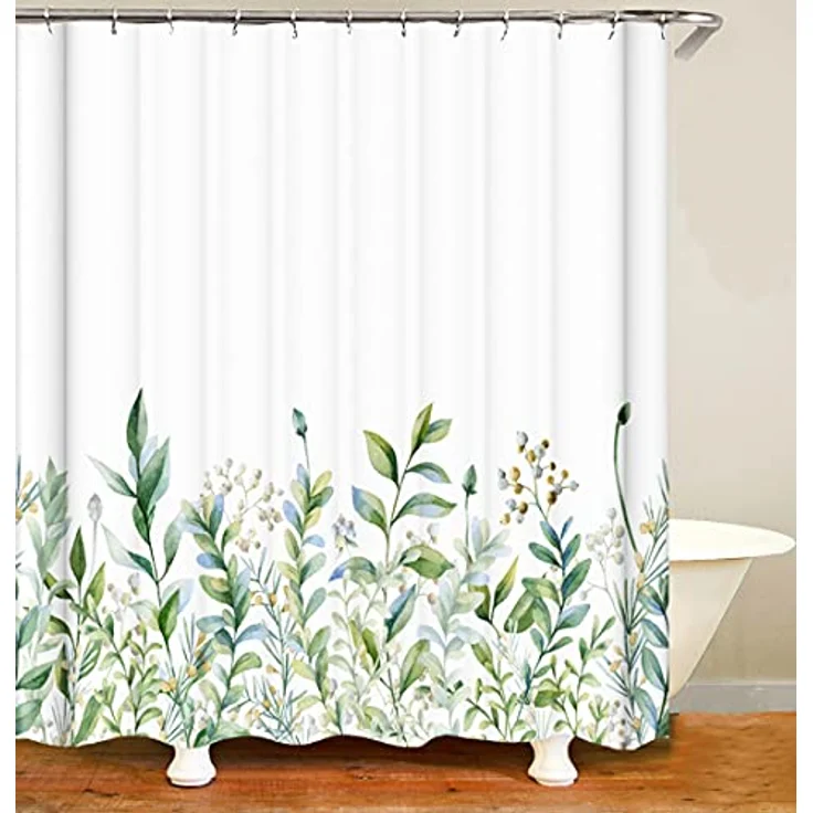 M&W DAS DESIGN Duschvorhang M&W DAS DESIGN Duschvorhang Vintage Garden Pflanzen Textil gelb grün Breite 120 cm – Bild 2