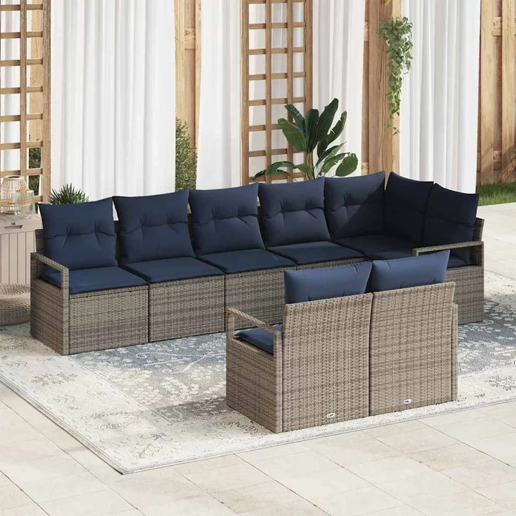 vidaXL Sofa Set 8 stk. Grau [Synthetisch]: Poly Rattan 3346435 – Bild 1