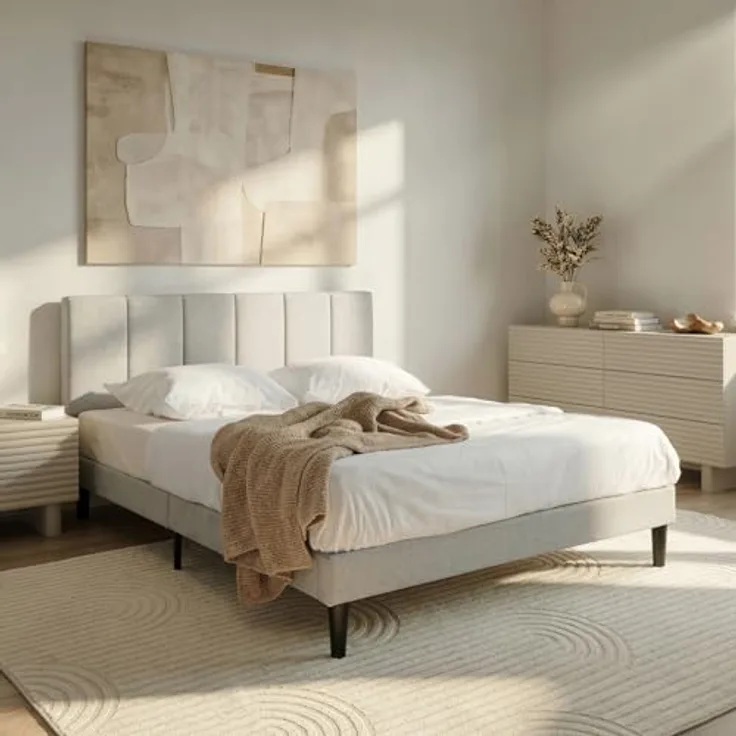 IDIMEX Polsterbett OLBIA, Bett 140x200 cm mit Stoffbezug in Leinenoptik, inkl. Lattenrost Grau