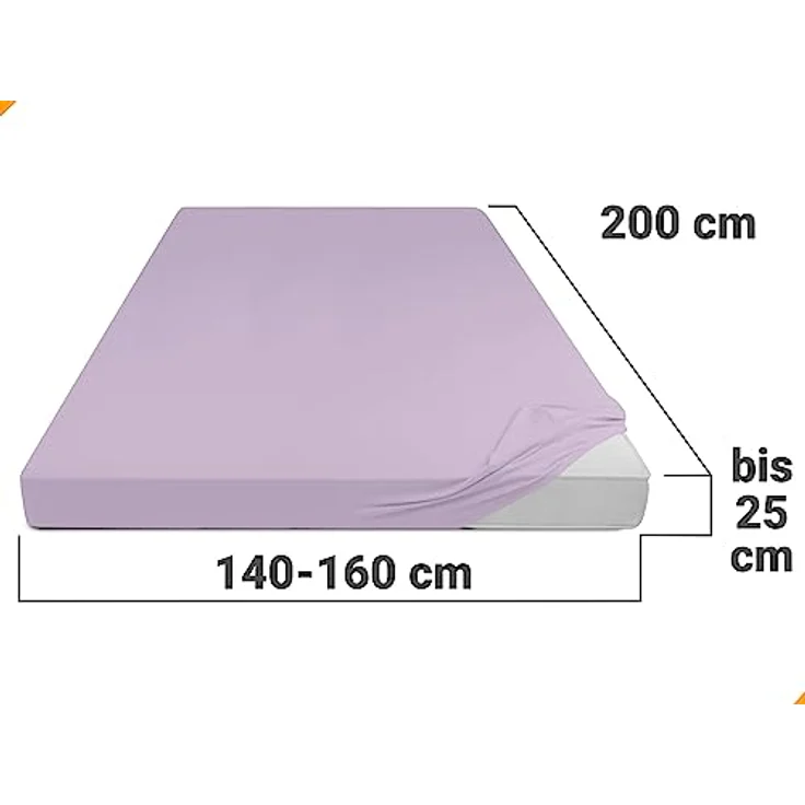 npluseins klassisches Jersey Spannbetttuch - vielen Farben + Größen - 100% Baumwolle 159.192, 140-160x200 cm, Flieder – Bild 4