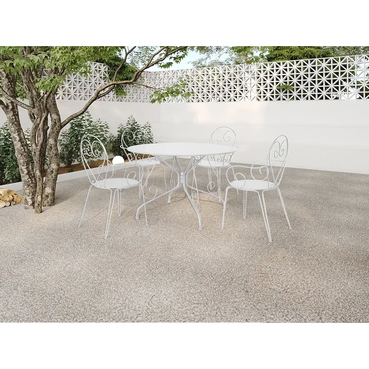 Vente-unique - GUERMANTES Gartenessgruppe Metall Weiß - B 120 cm52 cm x H 74 cm89 cm x L 120 cm48 cm