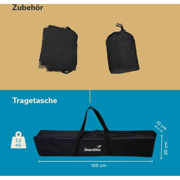 Skandika Campingtisch Tolja Bambus Falttisch mit Netzablage, 3-Fach höhenverstellbar (Netzablage (Klettbefestigung), Verstellbare Füße), Tragetasche, wetterfest, UV-beständig, Klapptisch für Garten, Balkon – Bild 6