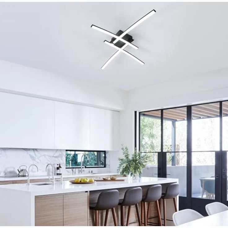 Goeco LED Deckenleuchte 34W, 3800LM Modern Deckenlampe Schwarz mit 4 Lichtleisten, 6500K Kaltes weißes Licht LED Lampen Deckenbeleuchtung für Wohnzimmer Schlafzimmer Büro – Bild 7