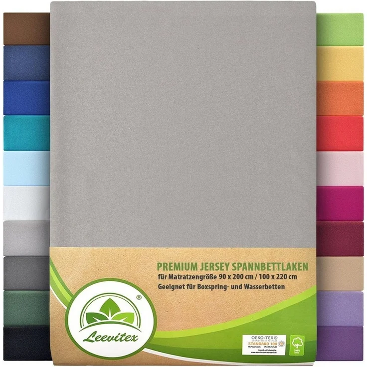 leevitex® Spannbettlaken Spannbettlaken Premium Elasthan, Gummizug: rundum, blickdicht, Anti-Pilling, 97% Baumwolle, 3% Elasthan, 40 cm Steg – Bild 1