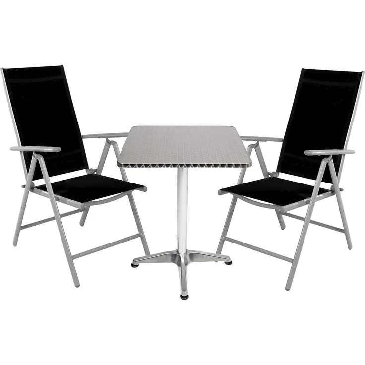 Bistrogarnitur 3-teilig Aluminium - Textilen Silber / Schwarz