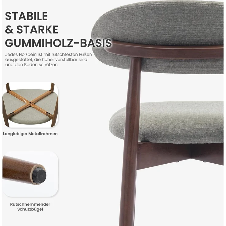COLAMY Esszimmerstühle 6er Set, Polsternder Stühle Esszimmer mit Rückenlehne, Moderne Küchenstühle Gepolstert, Stoff Dining Chairs mit Back und Holzbeinen für Esszimmer, Küche, Restaurant, Grün – Bild 7