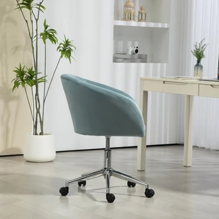 Svita Louisa Schreibtischstuhl, Blau, Rund, Drehkreuz, 360° drehbar, stufenlos höhenverstellbar, 56x88x56 cm – Bild 5