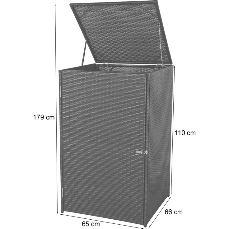 Mülltonnenverkleidung HWC-E25, Mülltonnenbox Mülltonnenabdeckung, Poly-Rattan 120l ~ schwarz – Bild 5