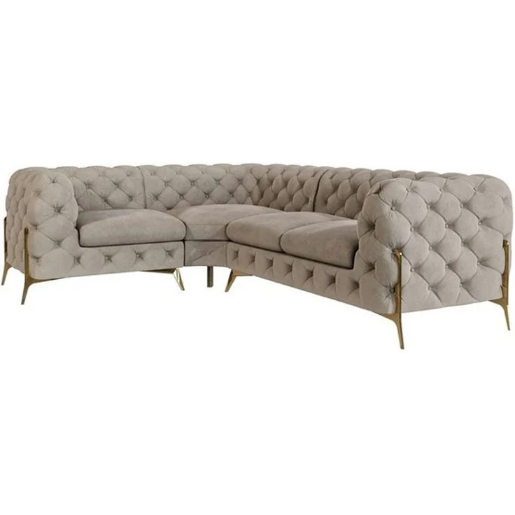 S-Style Möbel Ecksofa Chesterfield Ashley mit Goldene Metall Füßen, Die Eckeinheit kann entweder rechts- oder linkshändig sein, mit Wellenfederung – Bild 4