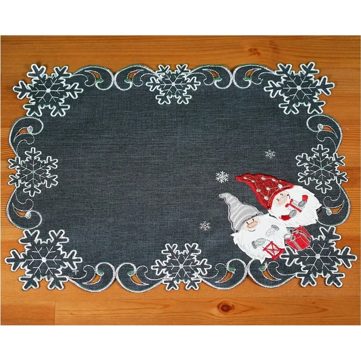 texpot Tischdecke Tischläufer Stickerei Wichtel Winter Weihnachten (1-tlg) – Bild 1