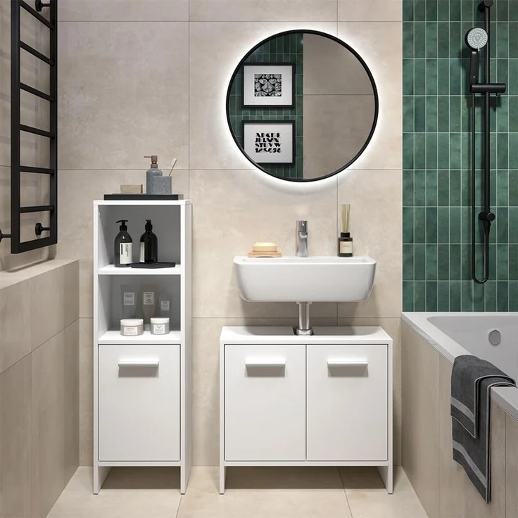 Badezimmermöbel-Set Karli Weiß 2-teilig Vicco – Bild 3