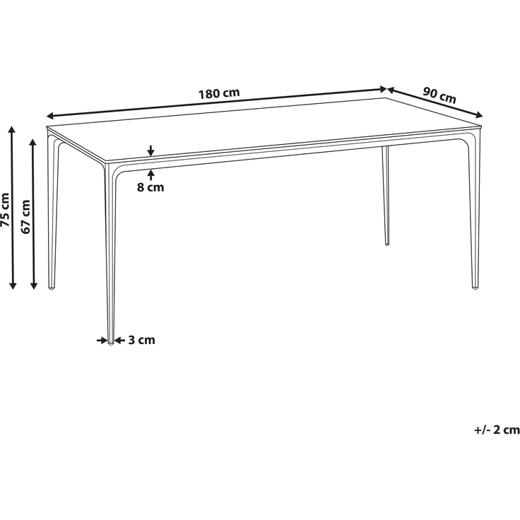 Gartentisch SOVARETO 180 cm 90 cm Steinoptik Dunkelgrau – Bild 2