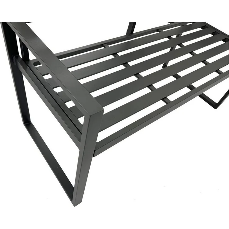 DEGAMO Gartenbank ATLANTA (1-St), 2-sitzer 123cm, Aluminium rostfrei in dunkelgrau, modern – Bild 3